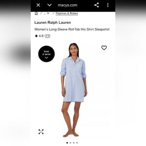 Ralph Lauren Blue & White Pinstripe Long-Sleeve Sleepshirt